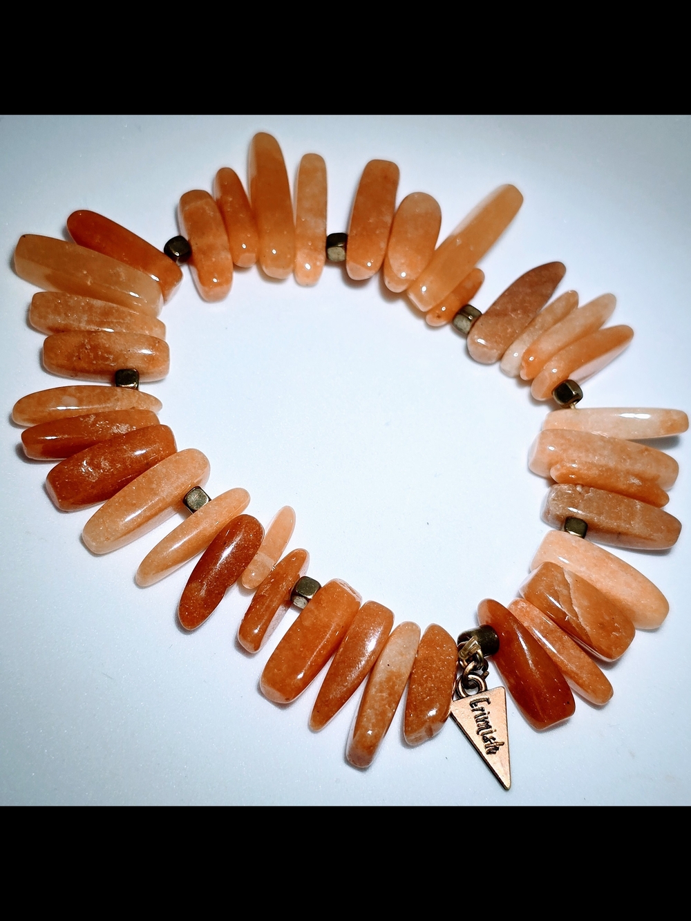 Erimish Orange Beaded Stretch Bracelet with Charm